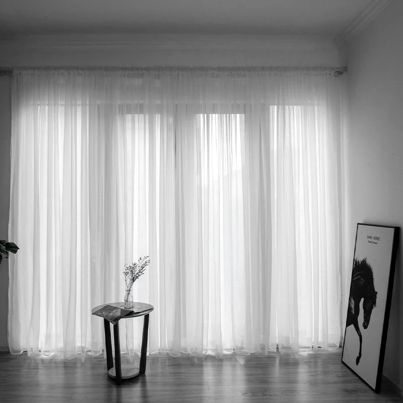 Solid White Tulle Sheer Window Curtains Living Room Bedroom in USA