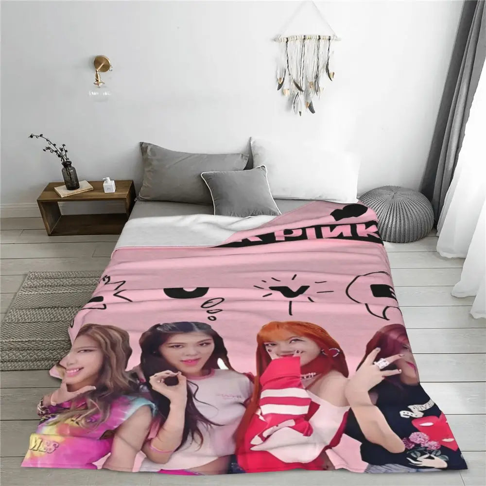 Music Idol Black-Pinks Girl Blankets Flannel All Season in USA