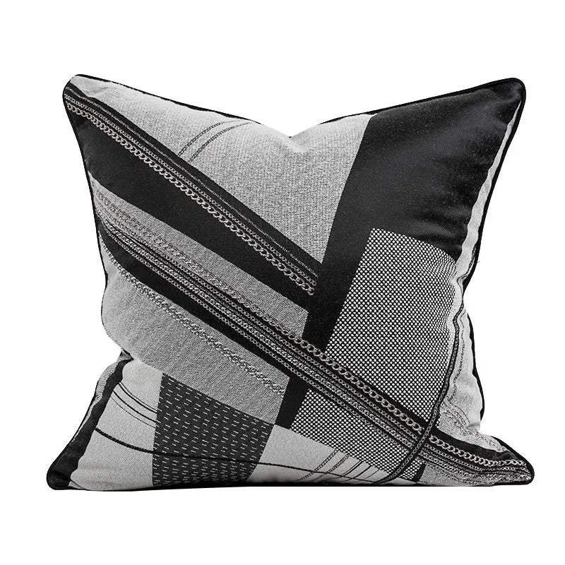 Modern Horse Geometry Jacquard Pillow Covers Luxury Multi-Textured