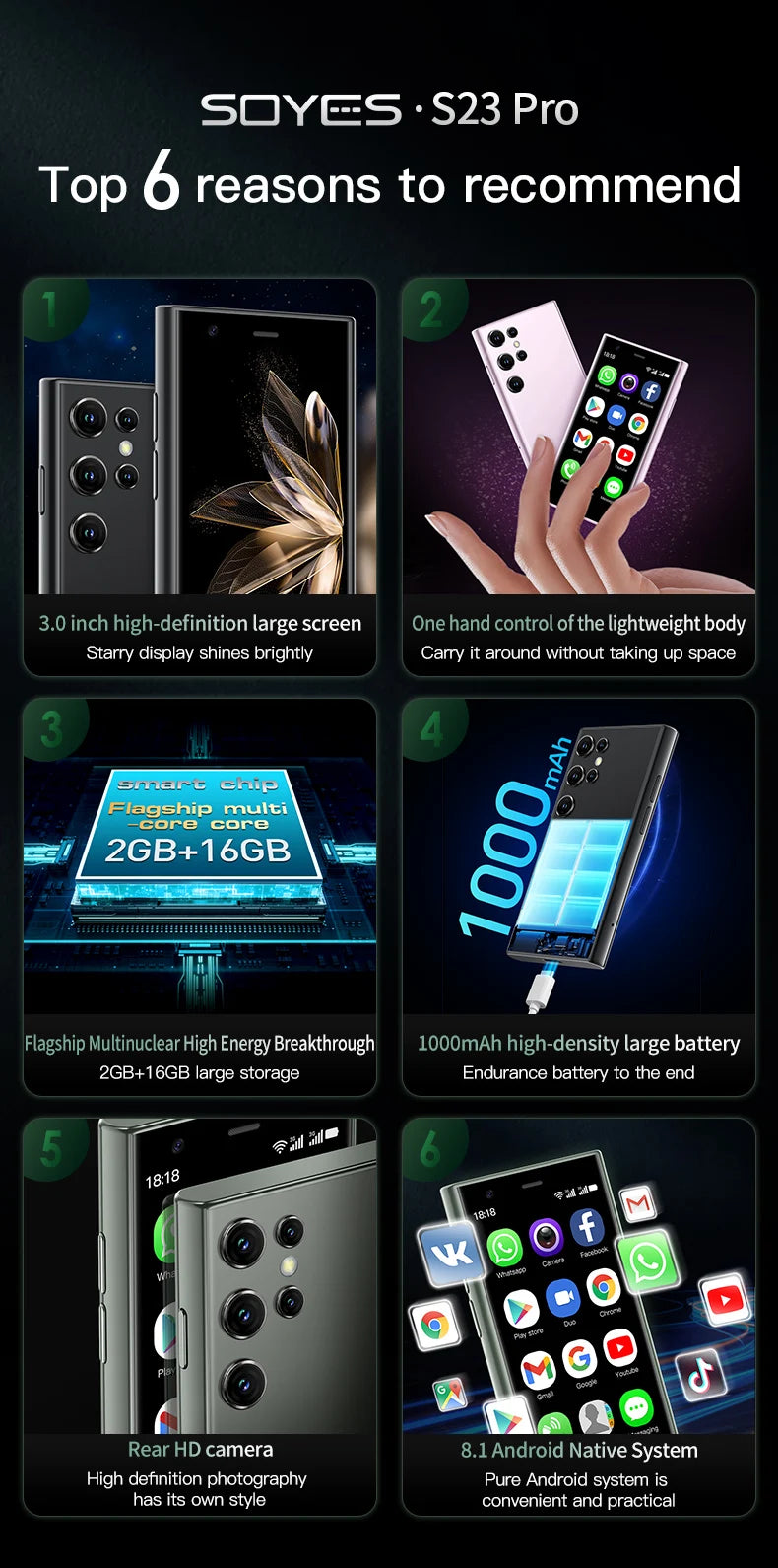 Mini Smartphones Android Battery WIFI Bluetooth IN USA.