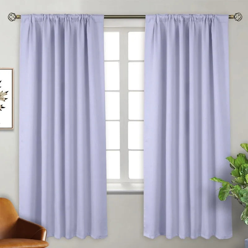 Navy Blue Elegant Blackout Curtains Rod Pocket in USA