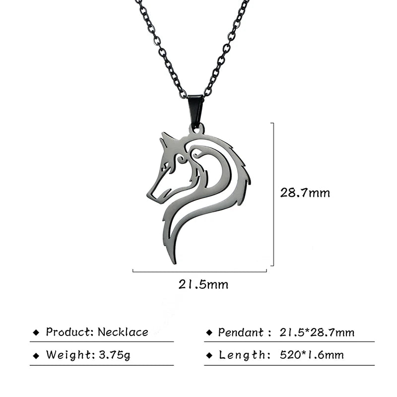 Unift Black Color Wolf Pendant Necklace Men Boy Stainless in USA