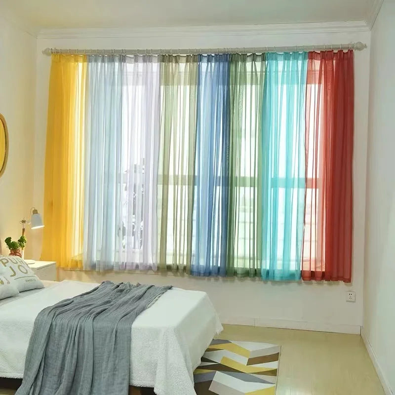 Solid Color Multicolor Bay Window Screening Door Curtains IN USA.