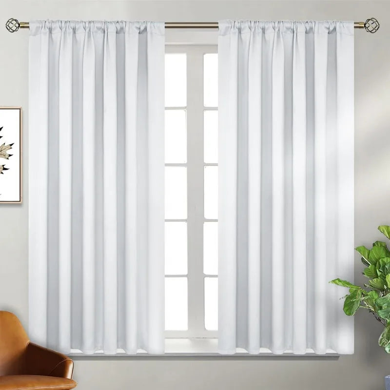 Navy Blue Elegant Blackout Curtains Rod Pocket in USA