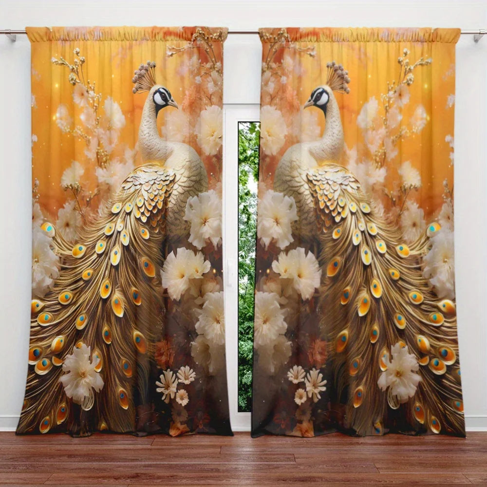 Luxury Style Peacock Printed Curtain Home Decor in USA