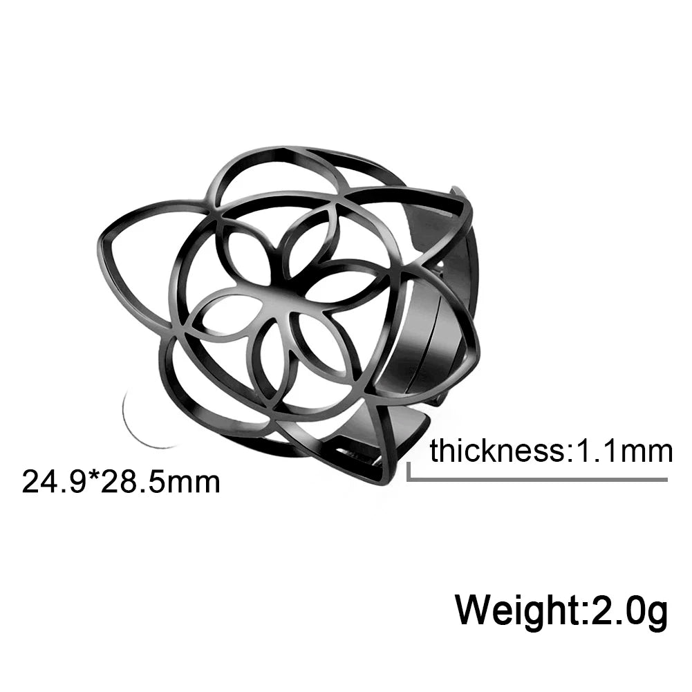 Unift Scared Geometry Flower Life Ring Adjustable Stainless Steel Ring in USA