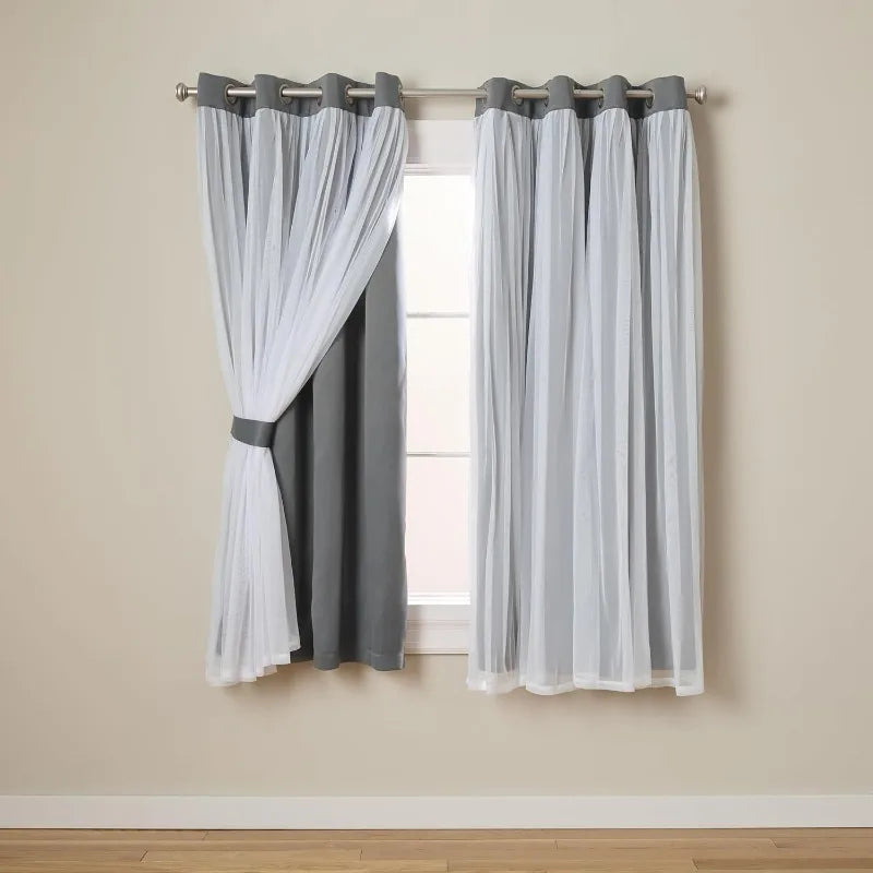 Layered Solid Room Darkening Blackout and Sheer Grommet in USA