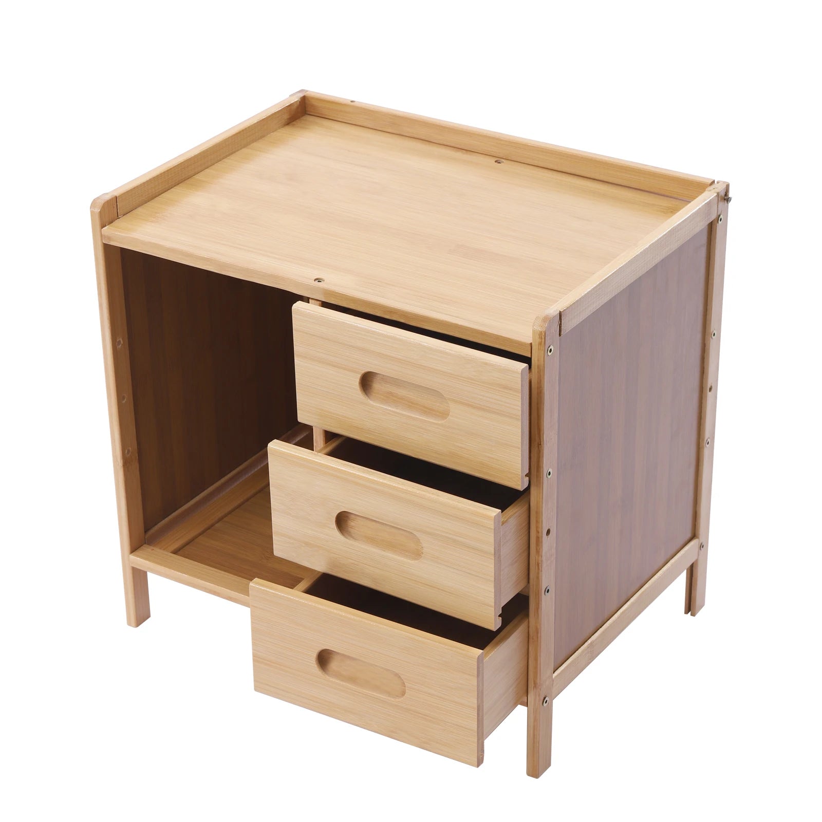 Drawer Modern Bamboo Nightstand Side Table Bedroom IN USA.