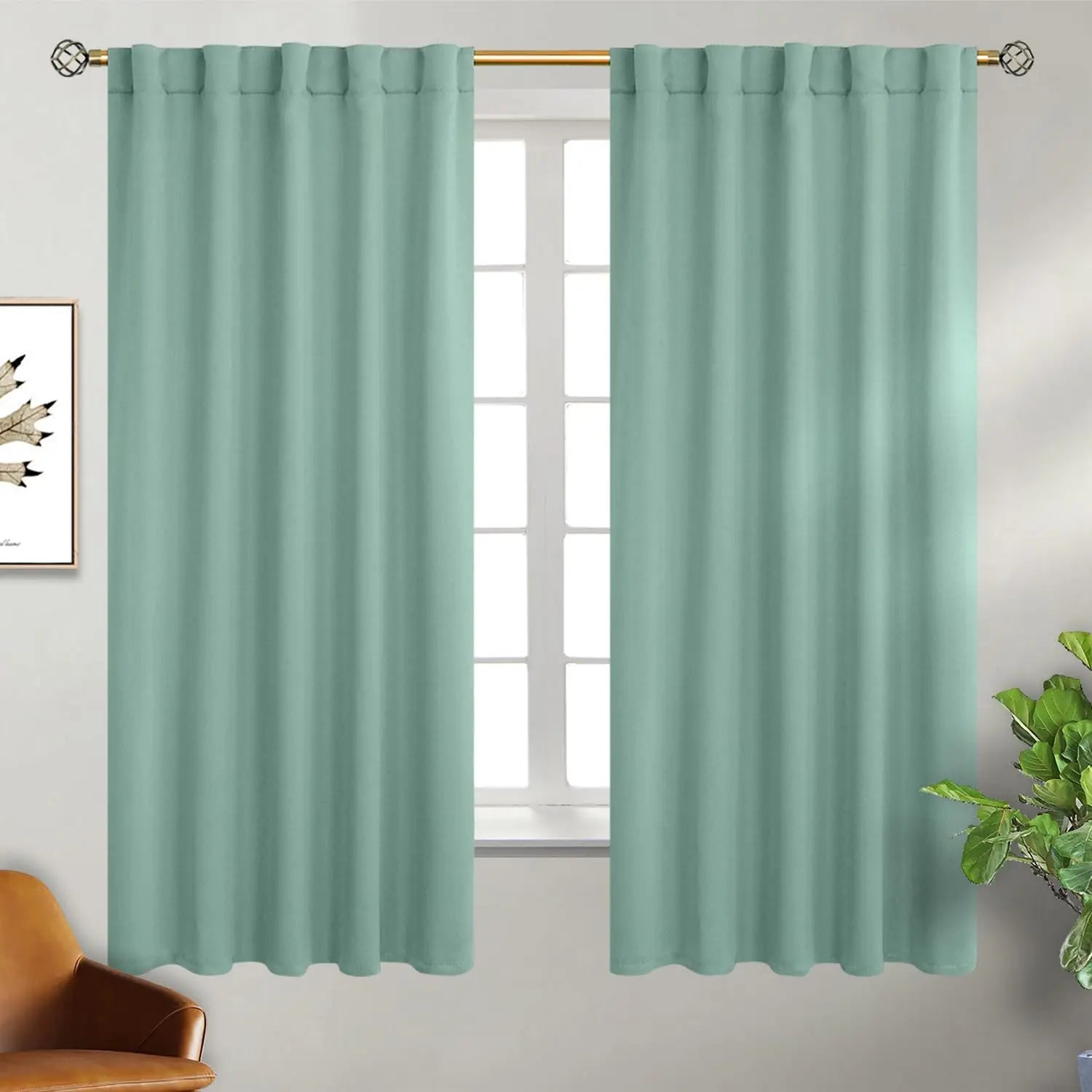 Navy Blue Elegant Blackout Curtains Rod Pocket in USA