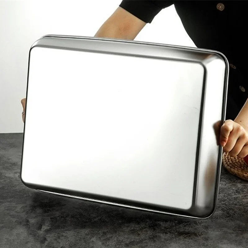 Thicken Stainless Steel Food Storage Tray Rectangular in USA.