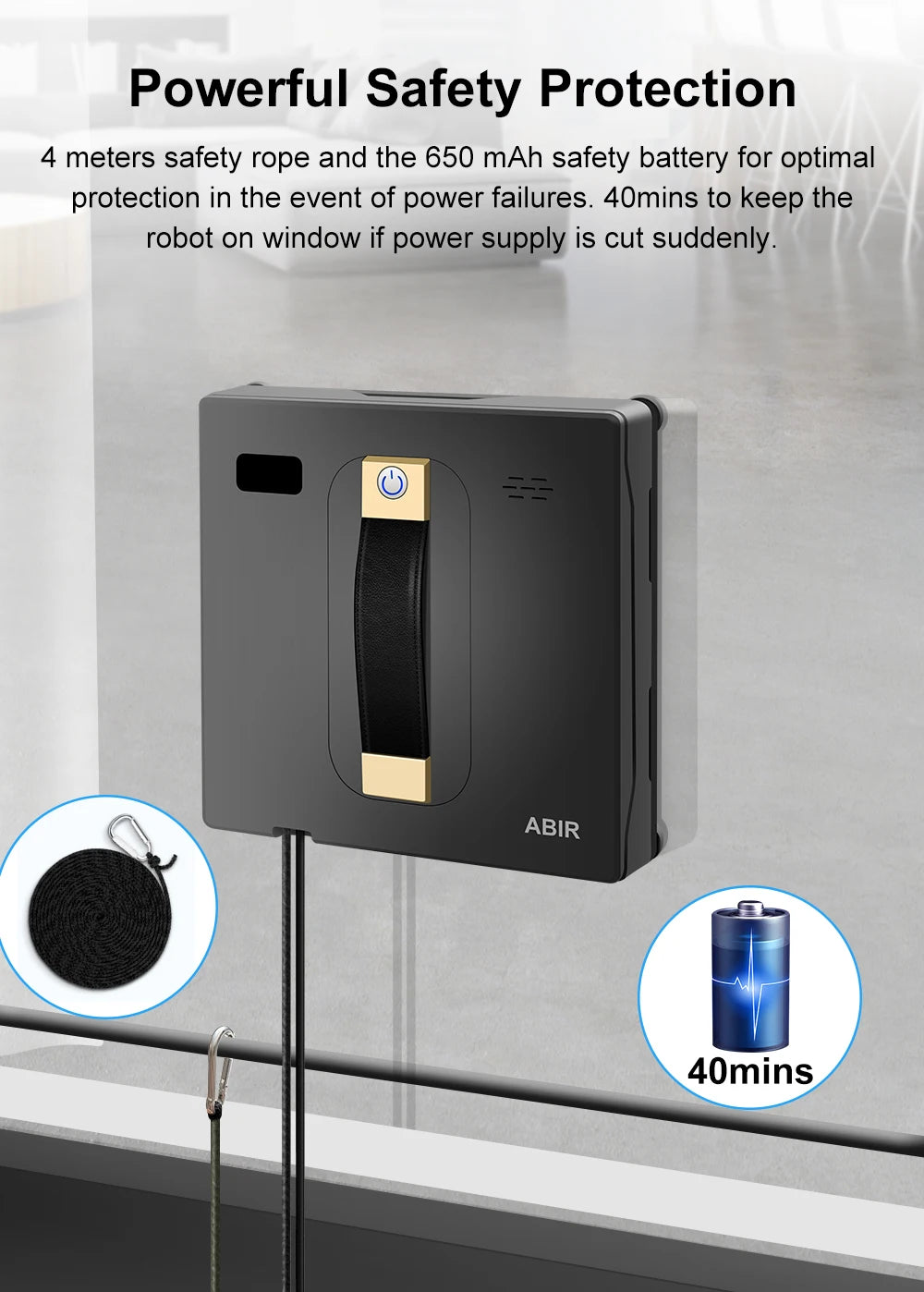 Robot Window cleaner ABIR WD8,Dual Water Spray,Smart Memory