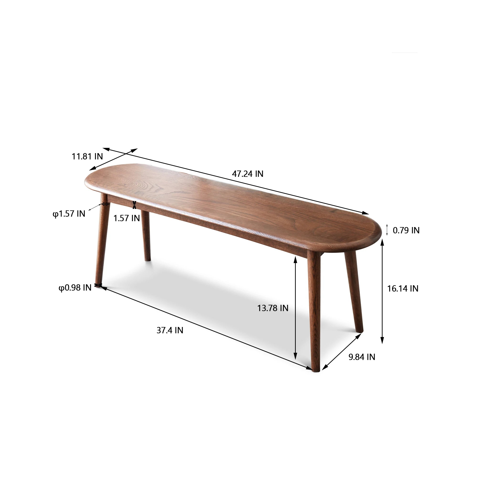 Natural Oak Wood Dining Bench Table Bench in USA.