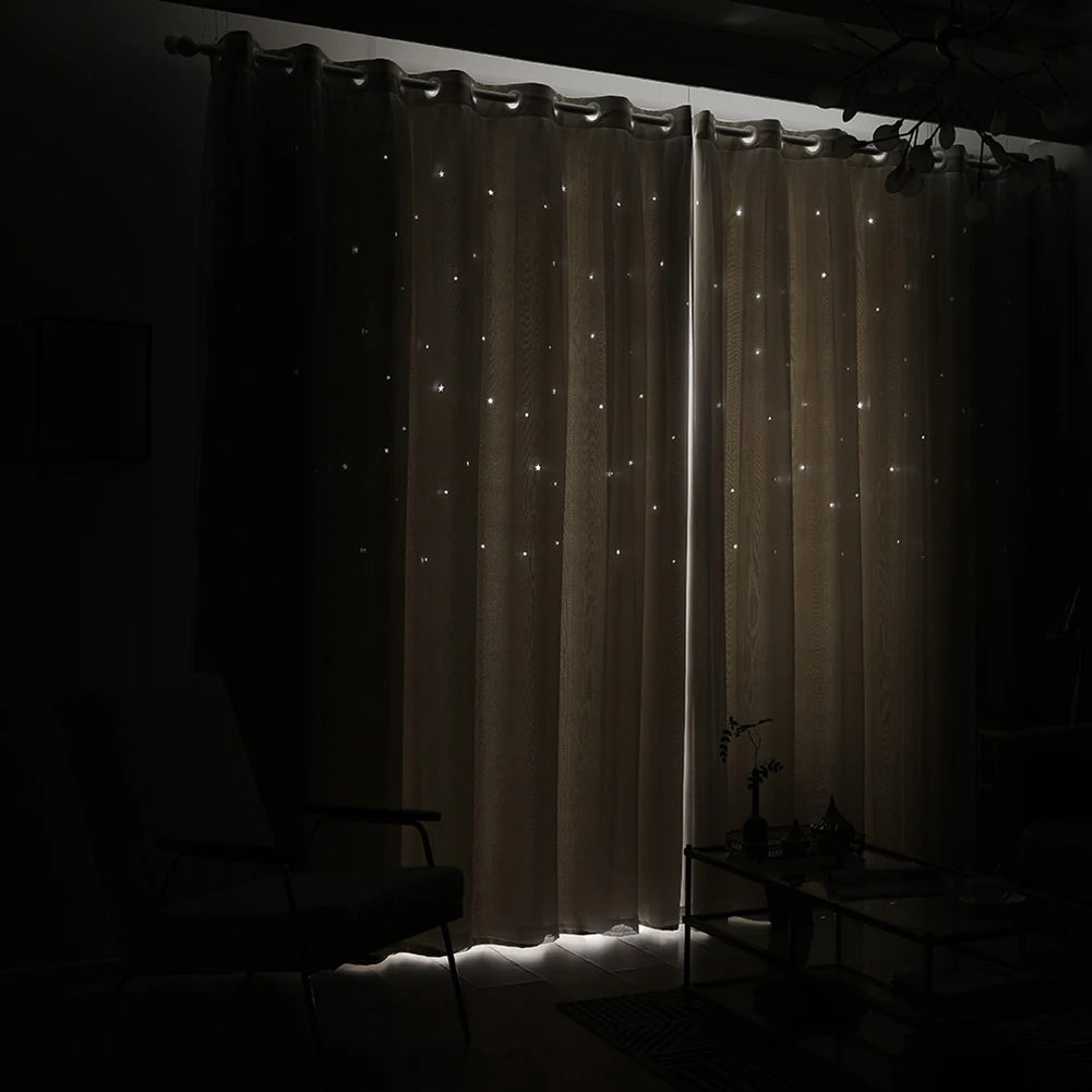 Double Blackout Star Curtains Threaded Bedroom Living Room in USA