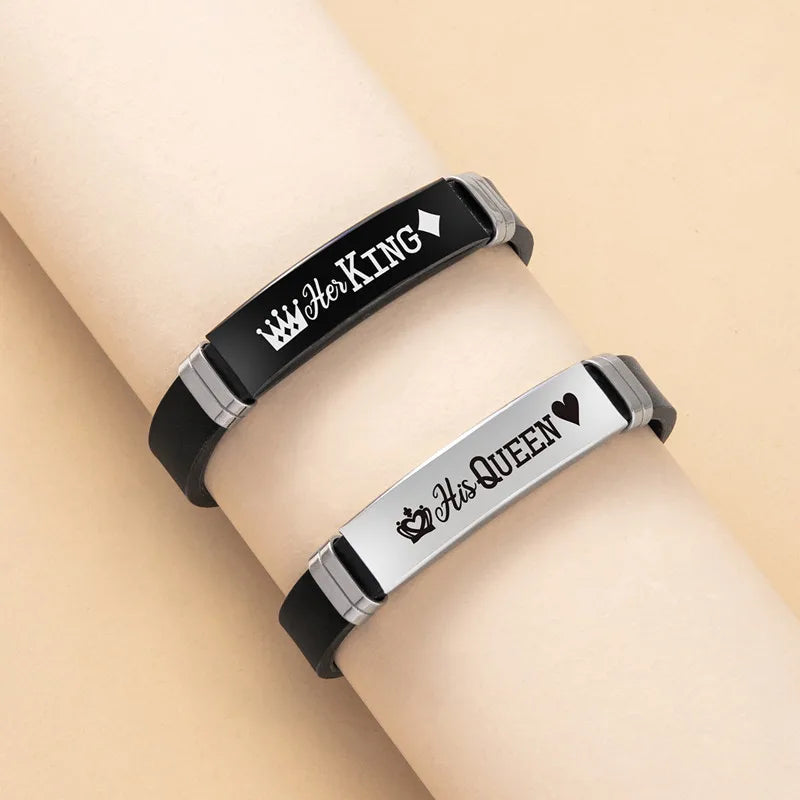 His Queen Trendy Sport Silicone Couple Bracelet in USA