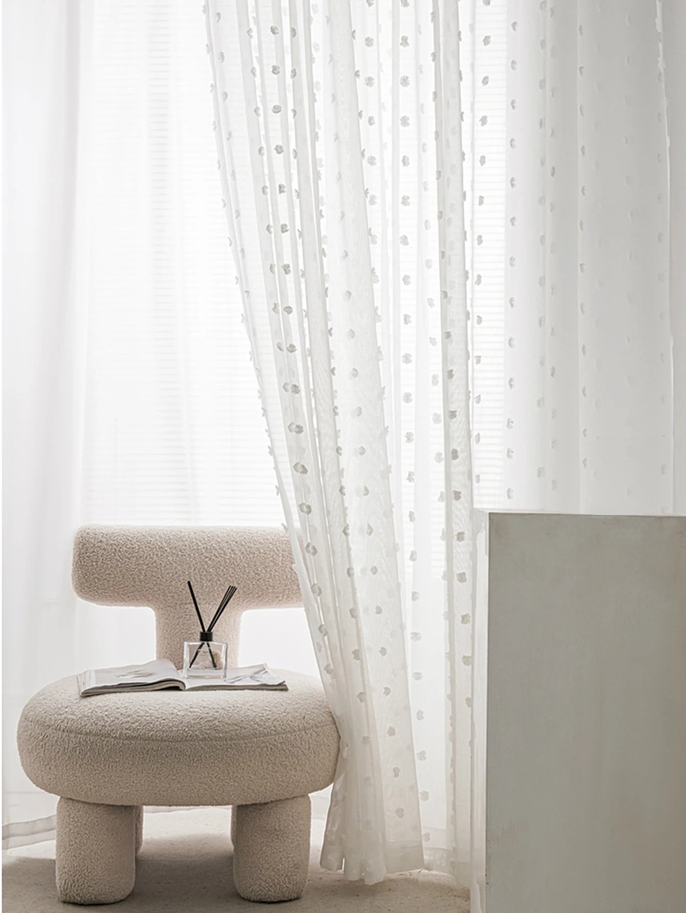 Romantic White Pom Pom Sheer Curtain for the Living Room in USA