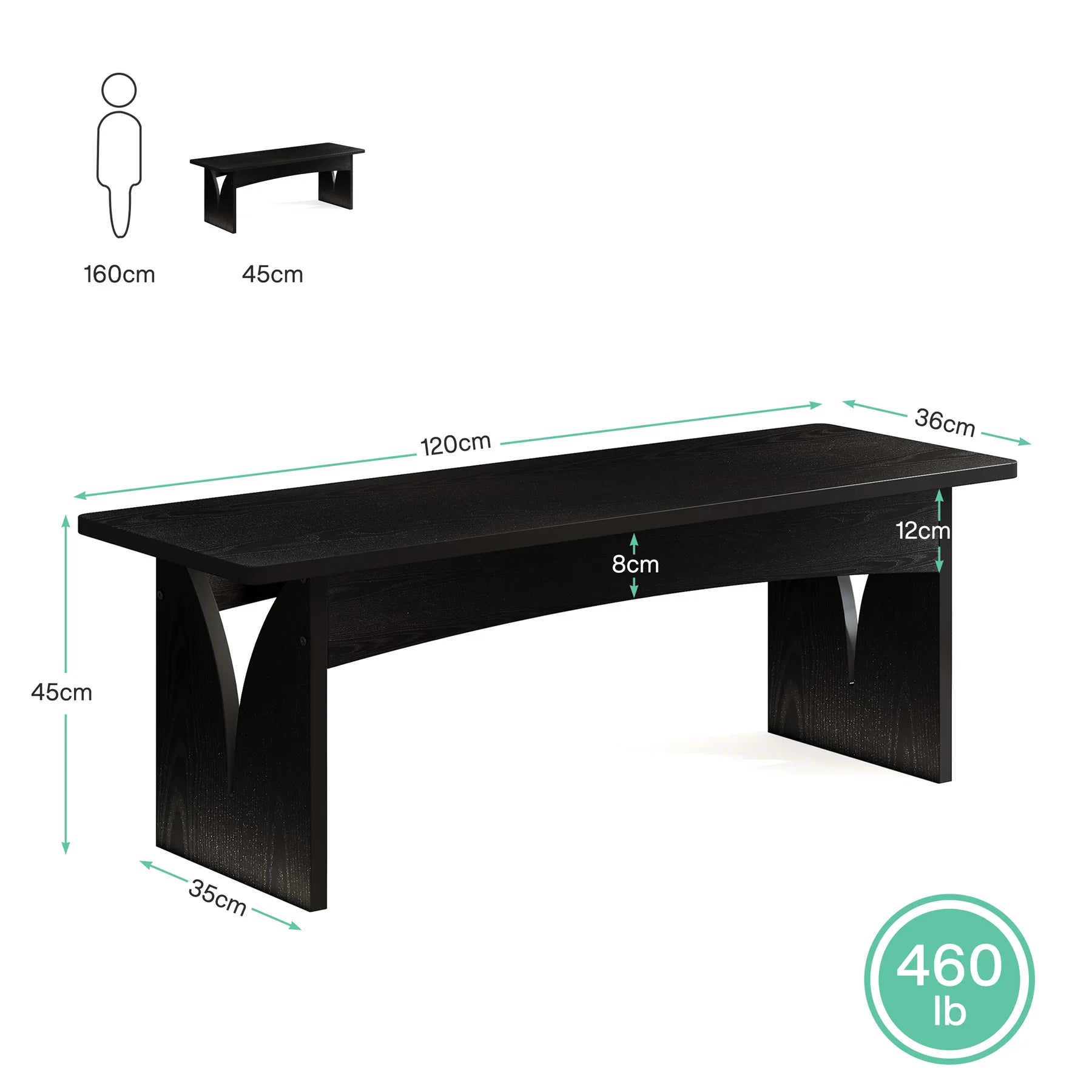 Tribesigns Dining Bench, Black Dining Bench Table Bench in USA.