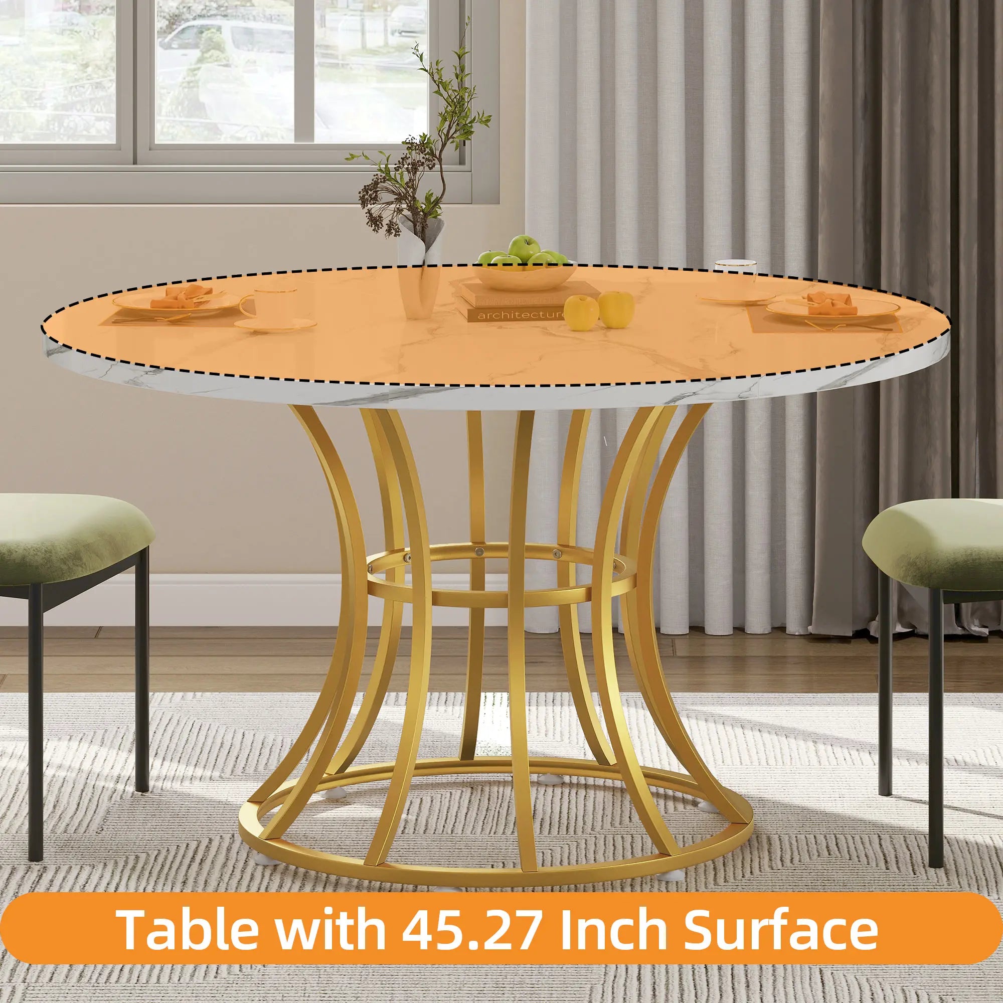 Dining Table Round Marble Pedestal Dinner IN USA.