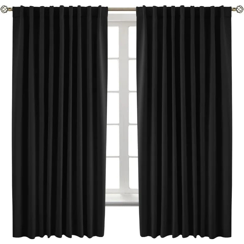 Navy Blue Elegant Blackout Curtains Rod Pocket in USA