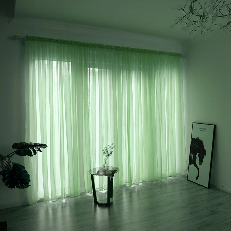 Solid White Tulle Sheer Window Curtains Living Room Bedroom in USA