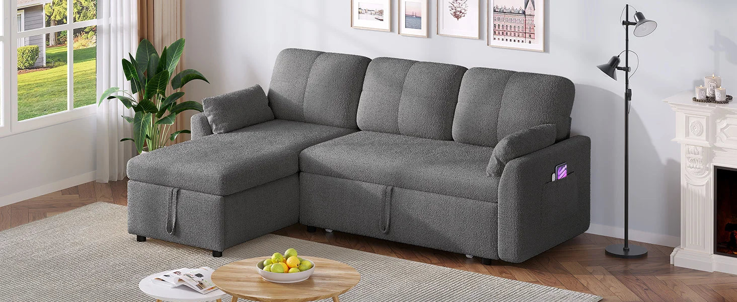 Sectional Sleeper Sofa Set Convertible Sofa Bed, IN USA.