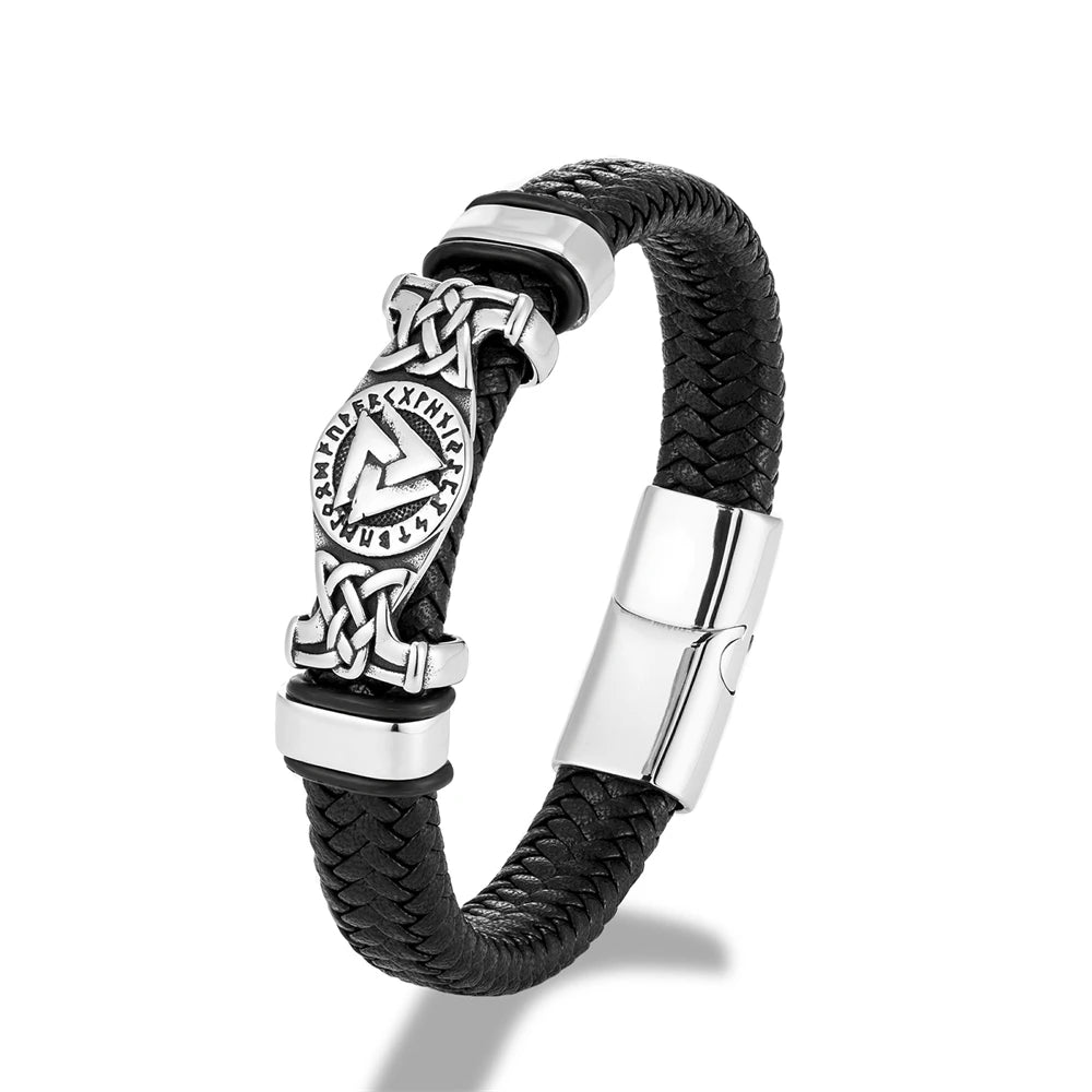 Norse Rune Hrungnir's Heart Genuine Leather Bracelet in USA