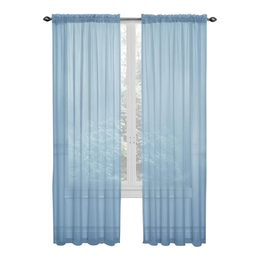 Soild Color Sheer Curtains Semi Transparent Voile Grommet in USA