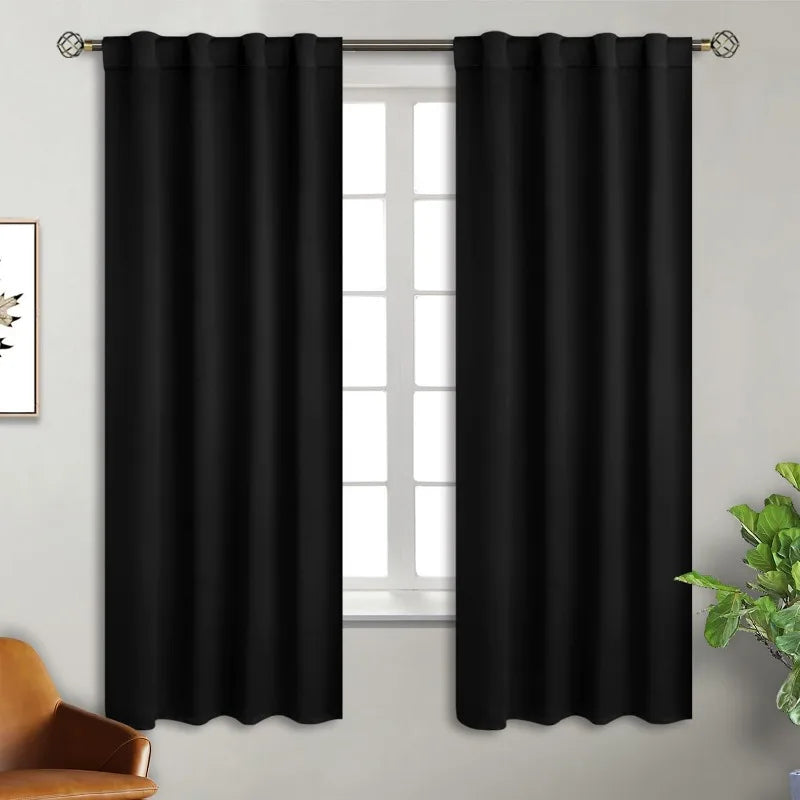 Navy Blue Elegant Blackout Curtains Rod Pocket in USA