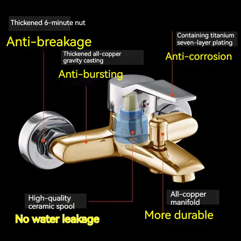 Home Bathroom Triple Shower Faucet Support Hot and Cold Water