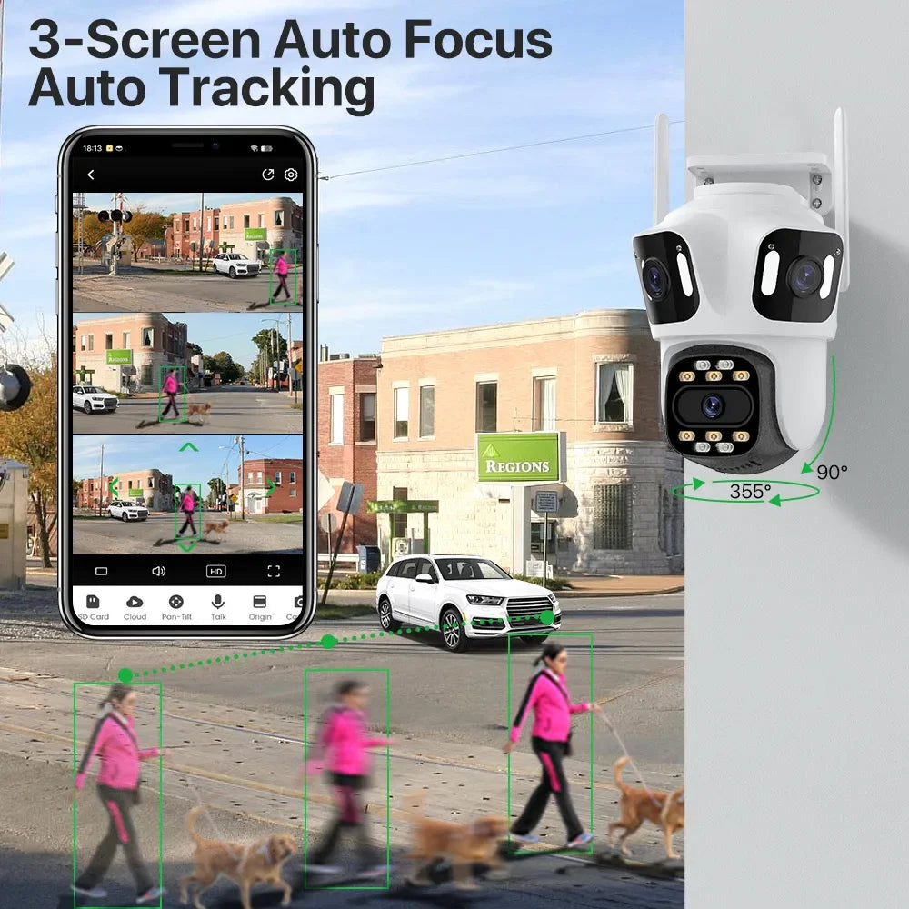 Three Screen IP Camera WiFi External Dual Lens IN USA.