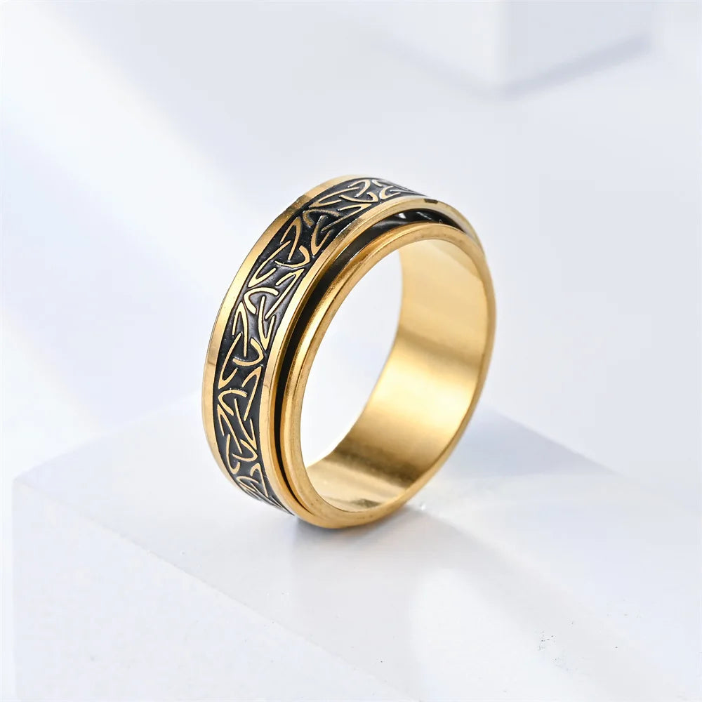 Viking Celtic Knot Rune Rotating Anxiety Joint Ring Men in USA