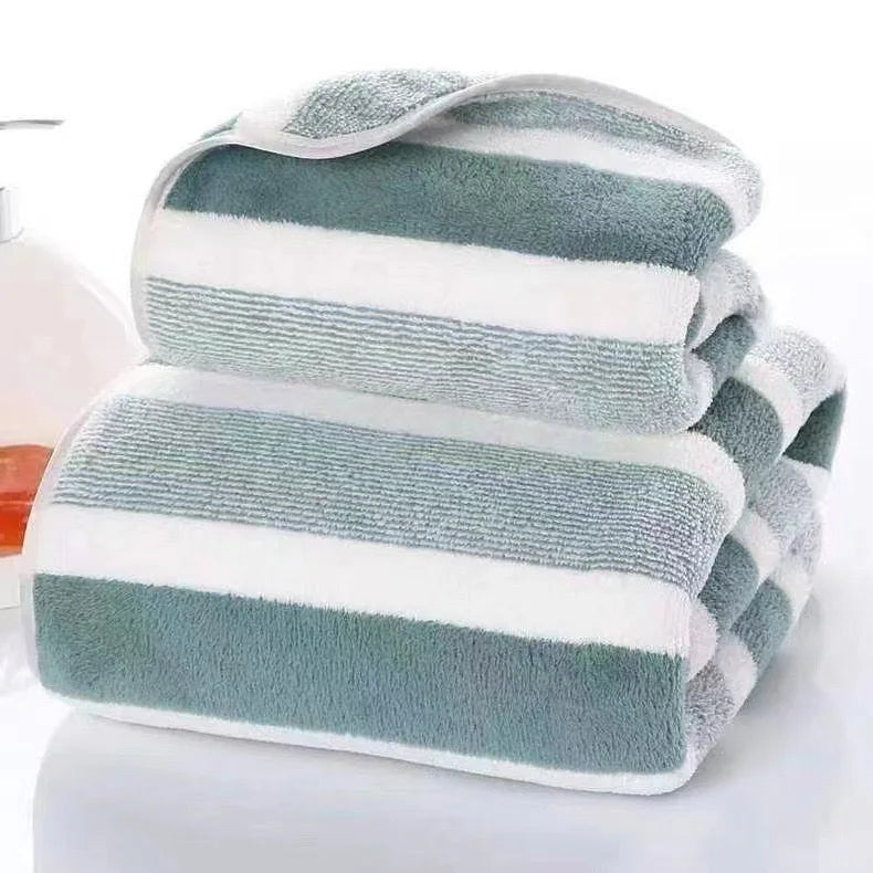 4pcs Striped Bath Towel Set Absorbent & Quick-drying