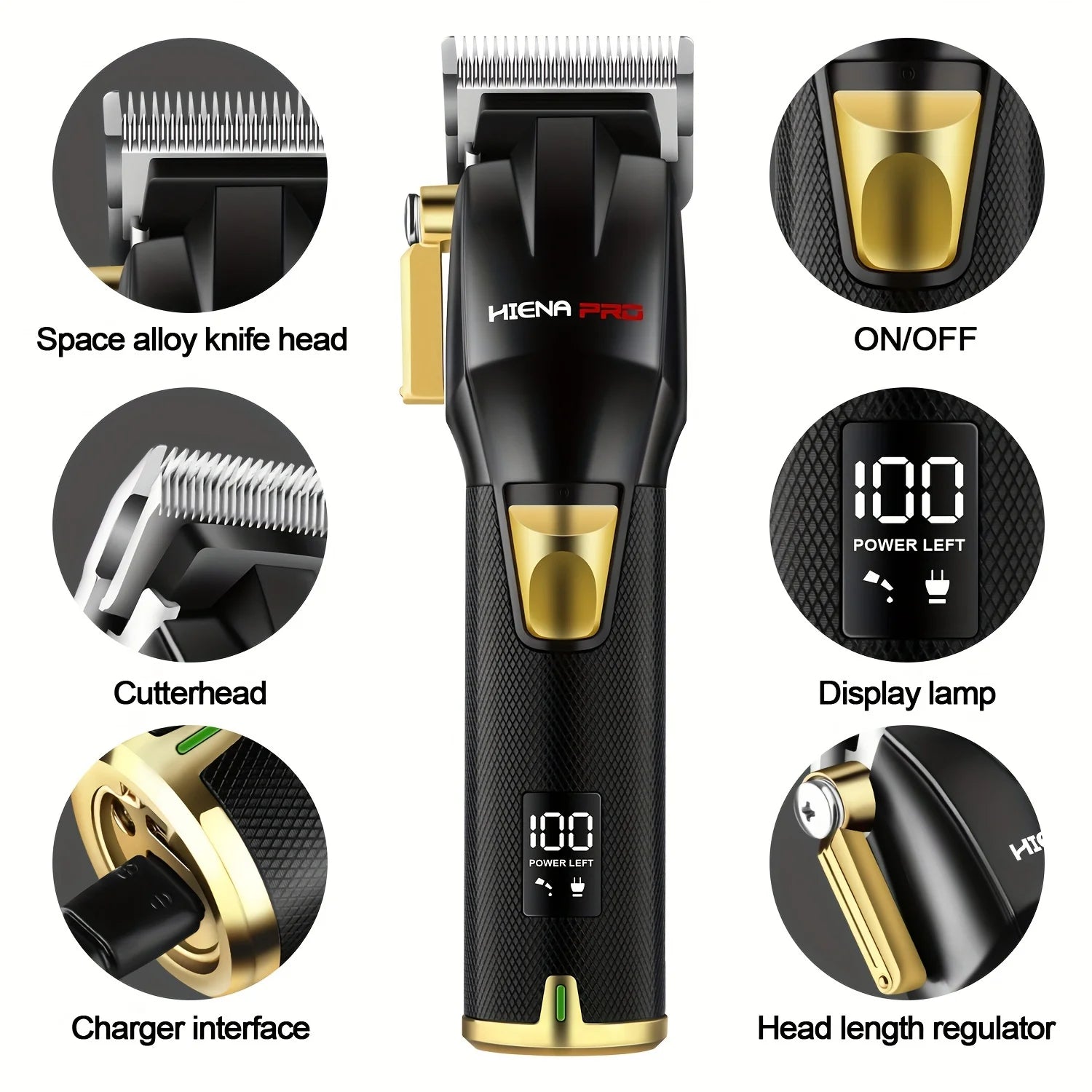 Professional Hair Clipper Set for Men, Rechargeable Hair Trimmer with 