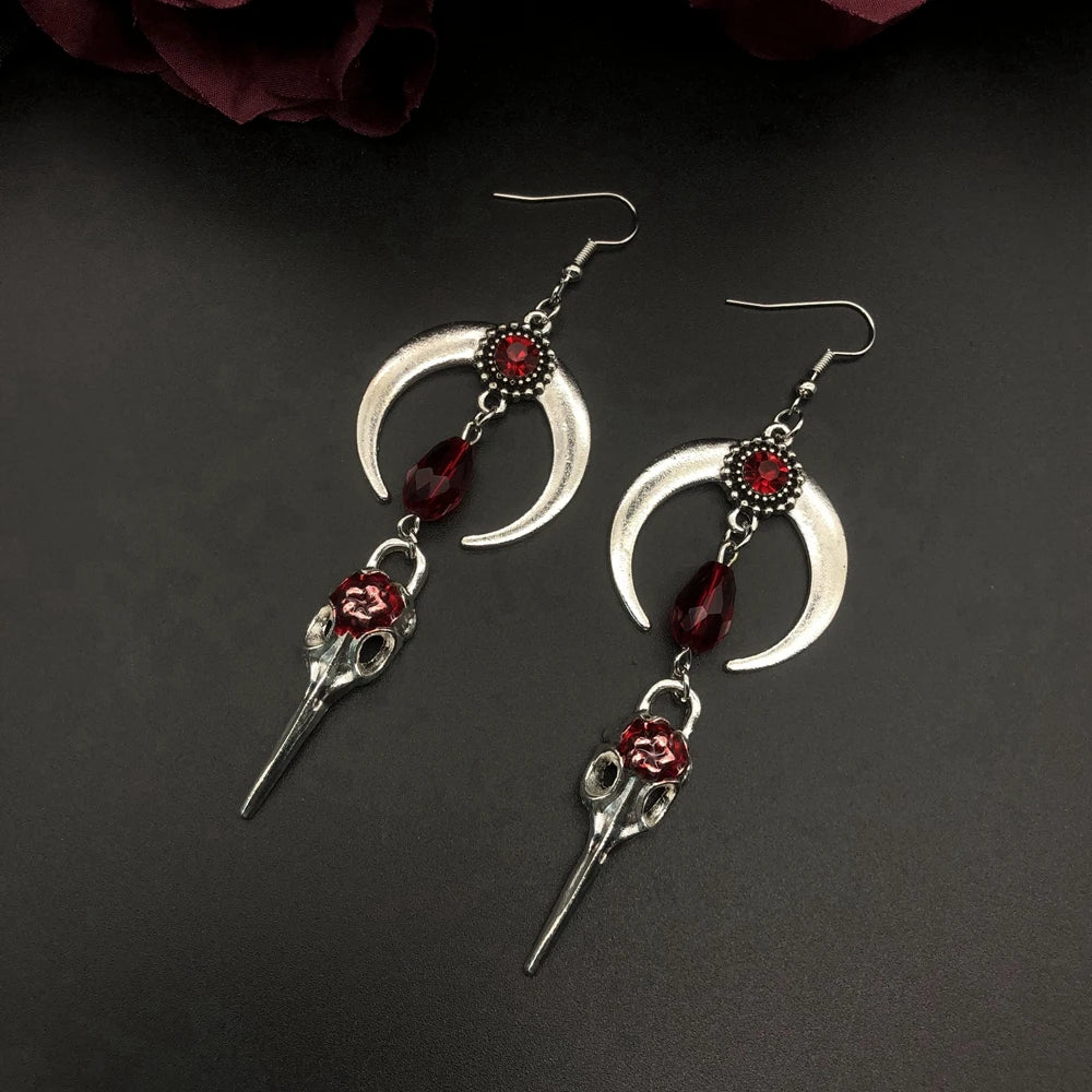 Goth Punk Style Horns Red Blood Drops Crystal Jewelry in USA