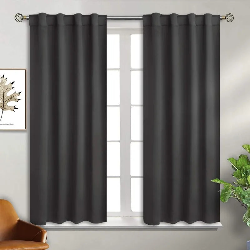 Navy Blue Elegant Blackout Curtains Rod Pocket in USA