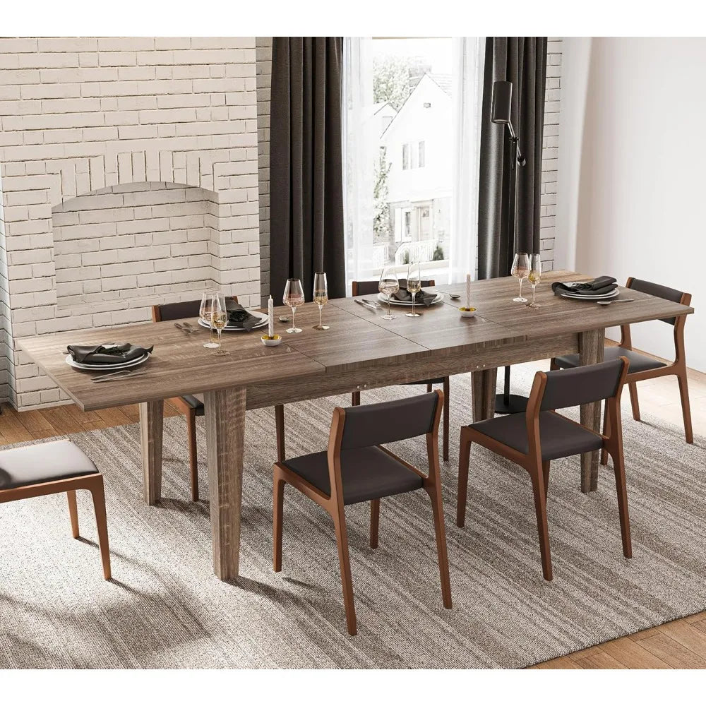 Dining Room Table Rustic Wood Extendable Rectangular IN USA.