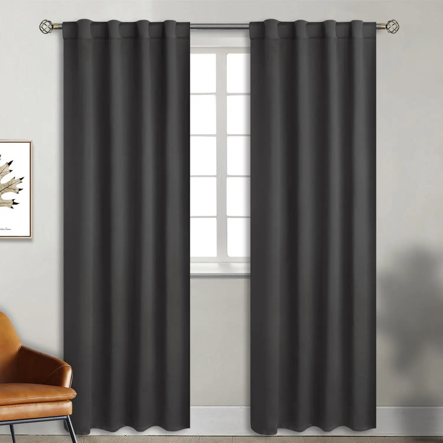 Navy Blue Elegant Blackout Curtains Rod Pocket in USA