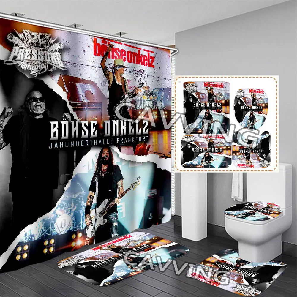 ROCK BAND 3D Shower Curtain Waterproof Bathroom Curtain in USA.