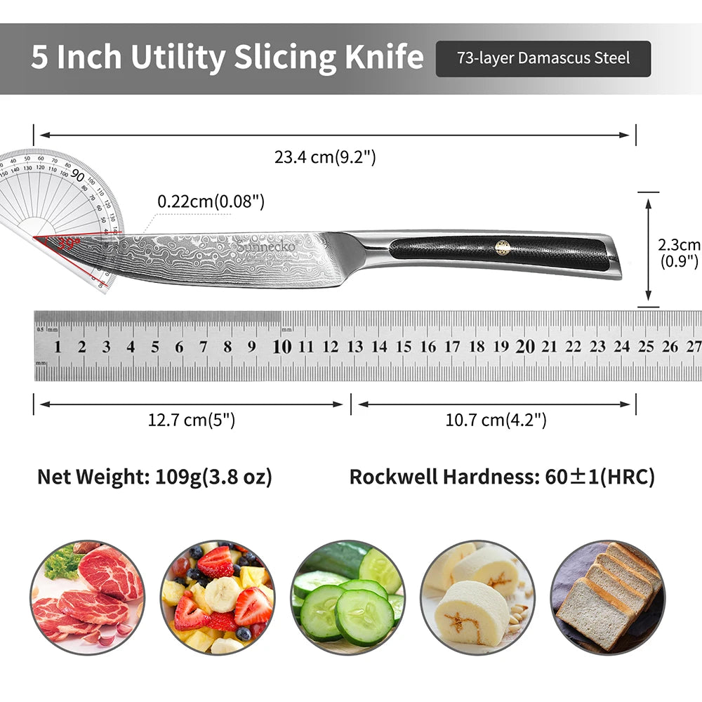 Sunnecko Utility Steak Knives High Quality VG10 Damascus in USA.