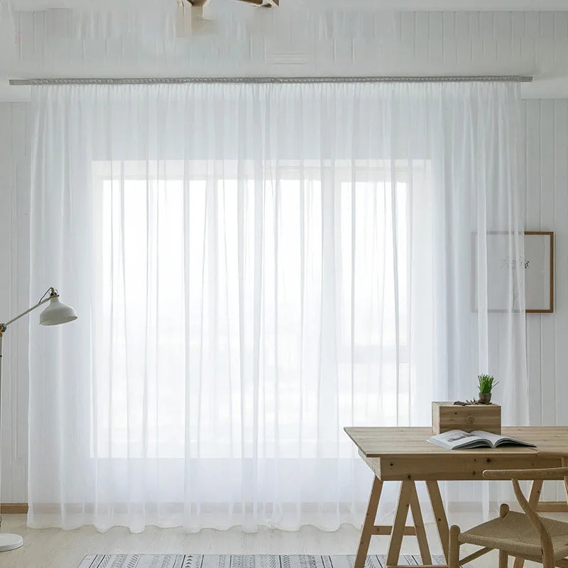 White Sheer Curtains For Living Room Window Voile Tulle IN USA.