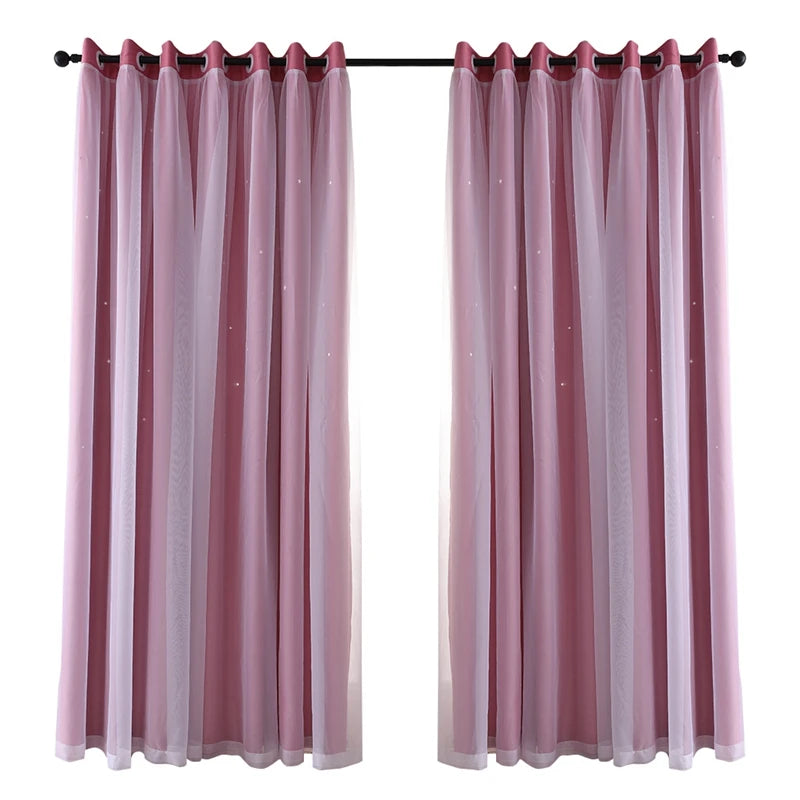 Blue Pink Blackout Kids Curtains for Bedroom Star Curtains in USA