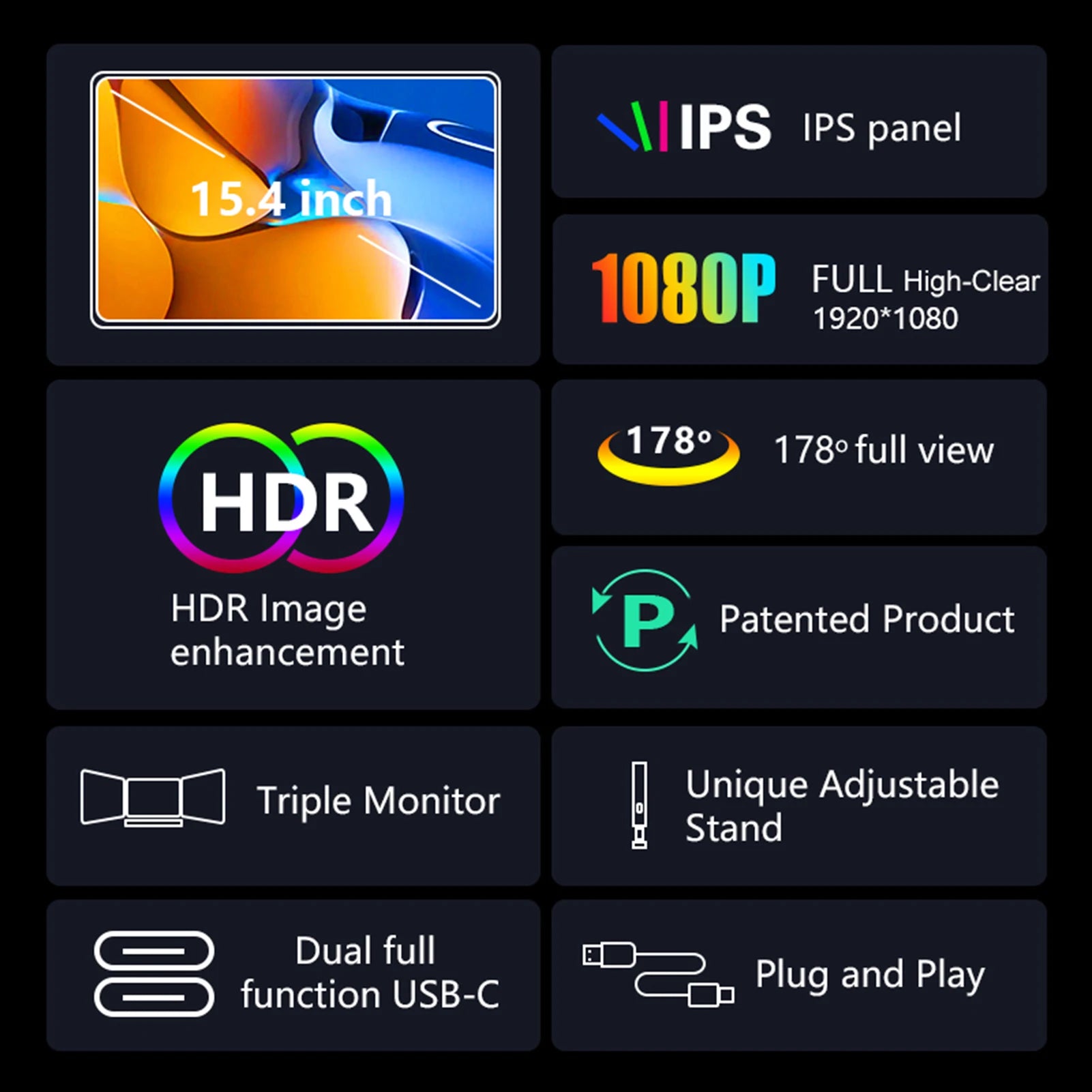 Portable Triple-screen Monitor Laptop Expansion Screen IN USA.