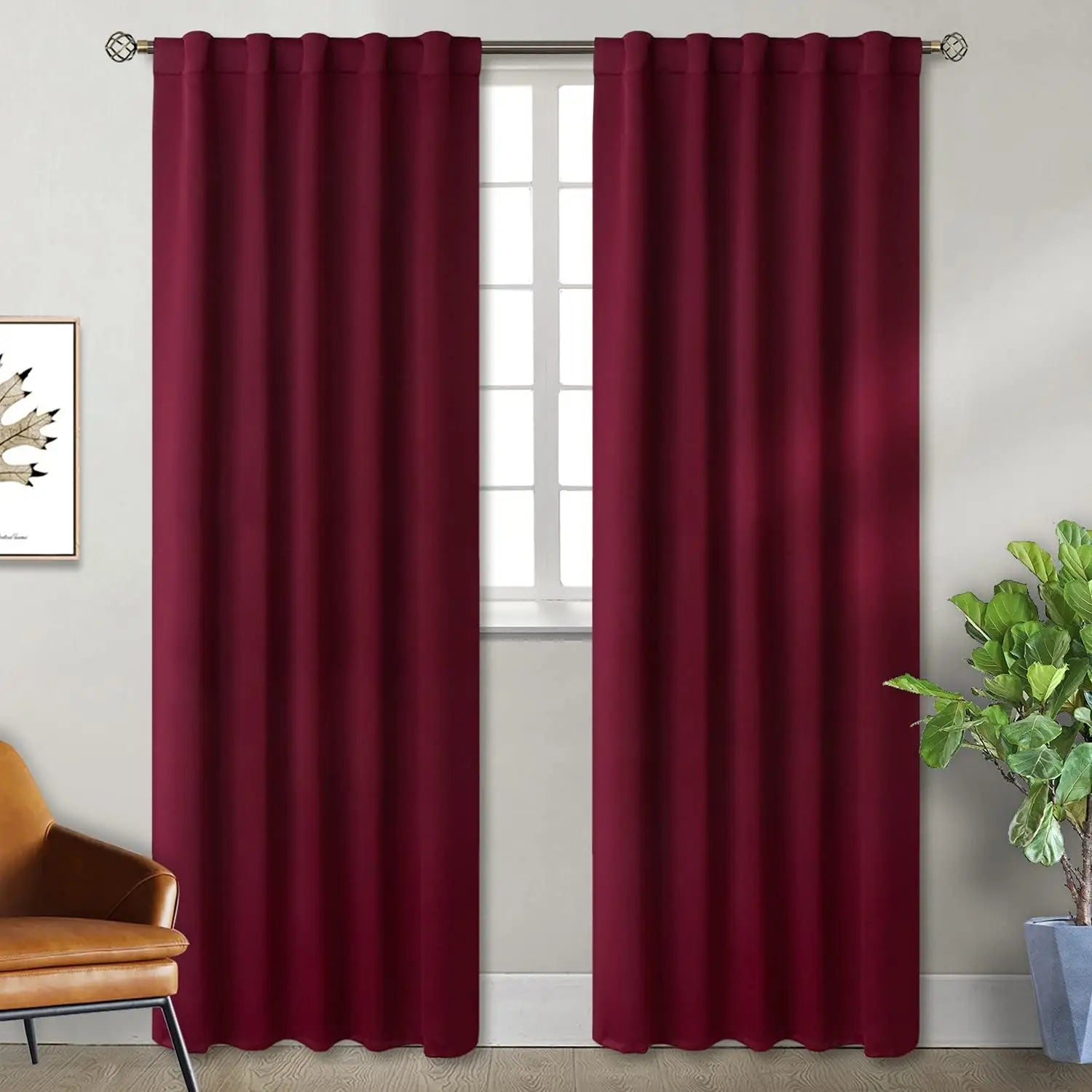 Navy Blue Elegant Blackout Curtains Rod Pocket in USA