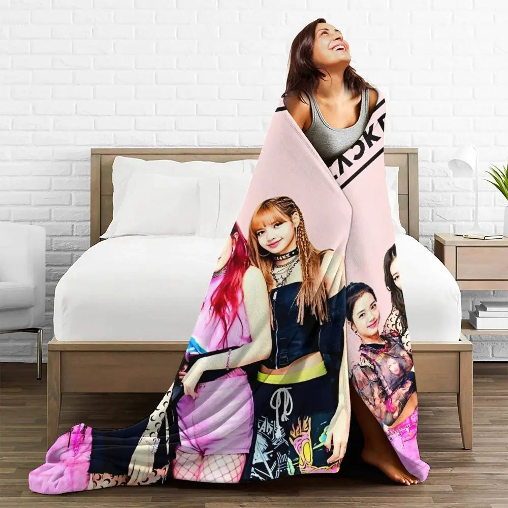 Music Idol Black-Pinks Girl Blankets Flannel All Season in USA