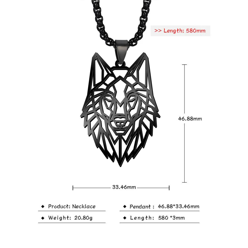 Unift Black Color Wolf Pendant Necklace Men Boy Stainless in USA