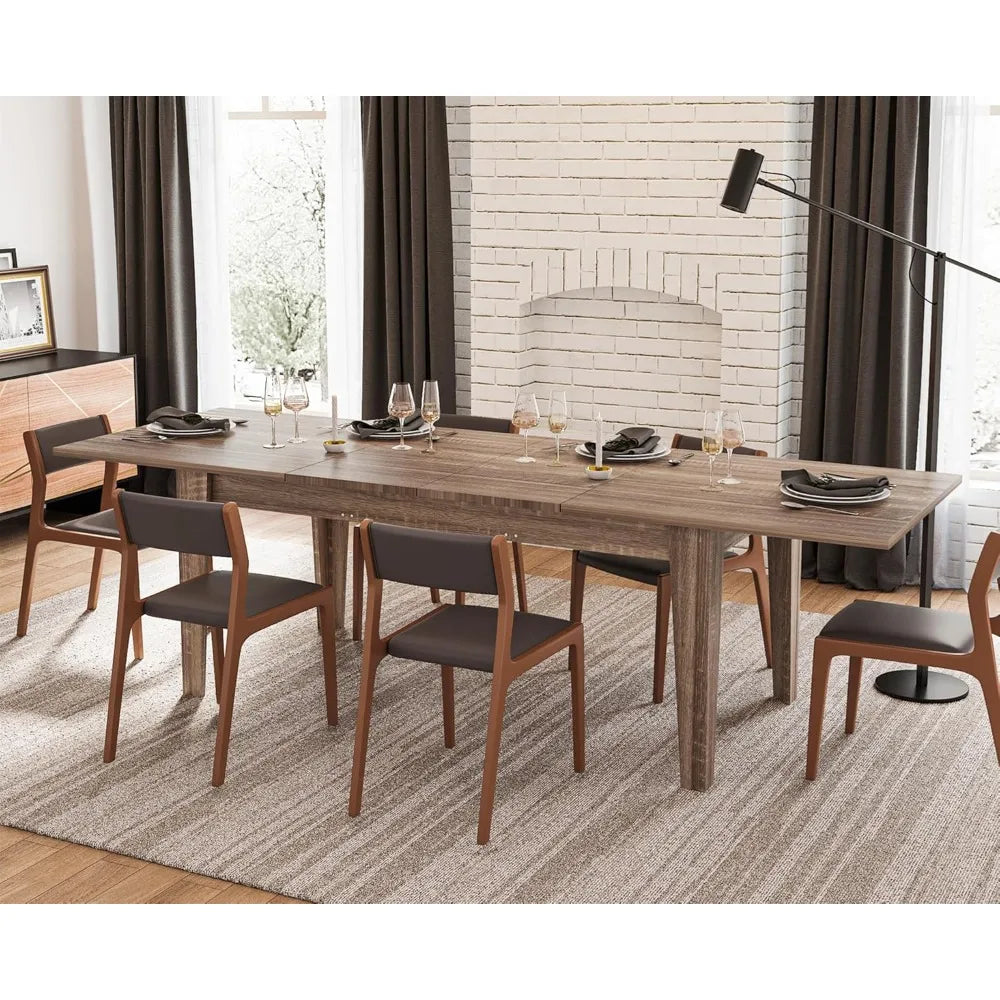 Dining Room Table Rustic Wood Extendable Rectangular IN USA.