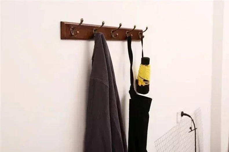 Bathroom Towel Rack Clothes Hanger Walnut Wall Hook