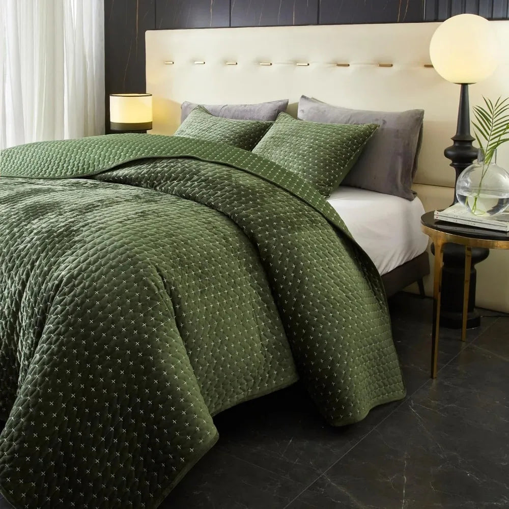 Queen/King Size, Oversized Bedspread Quilted Bedding Set