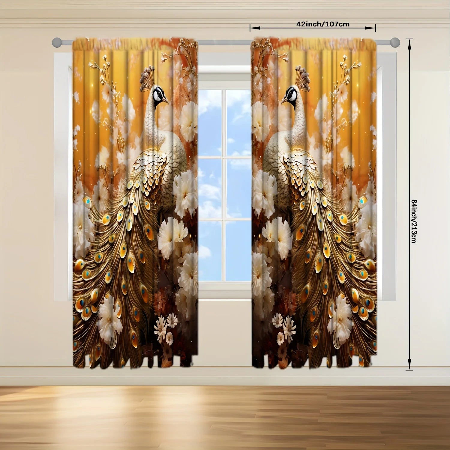 Luxury Style Peacock Printed Curtain Home Decor in USA