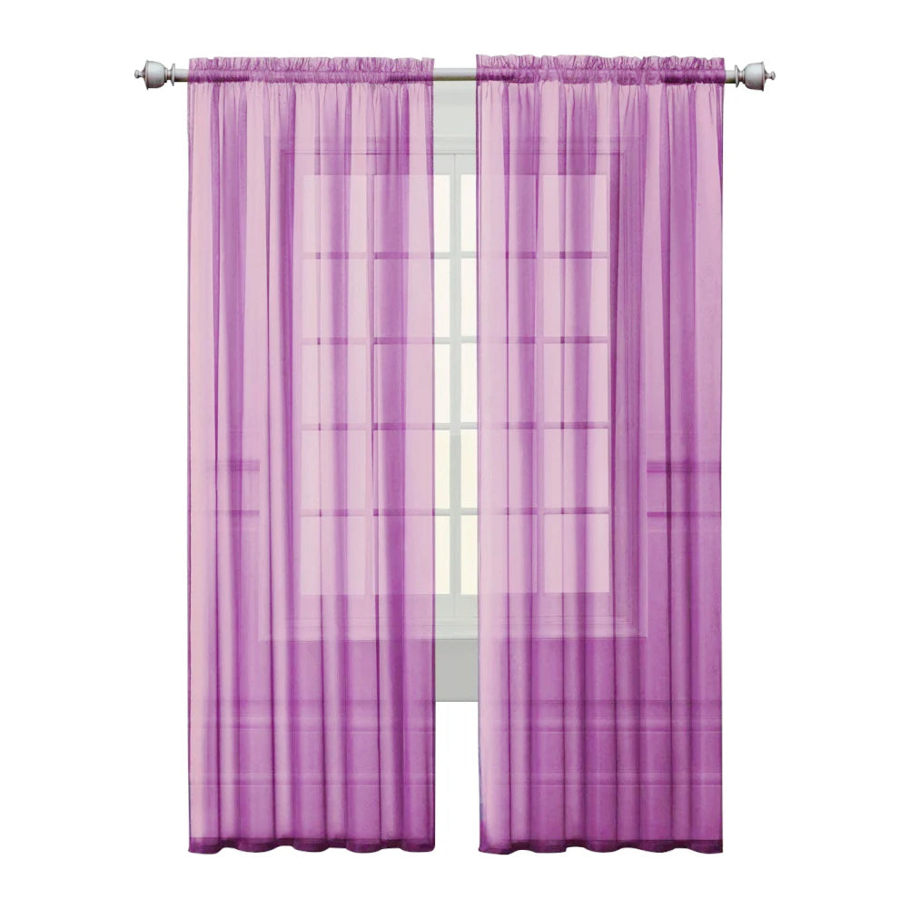 Soild Color Sheer Curtains Semi Transparent Voile Grommet in USA