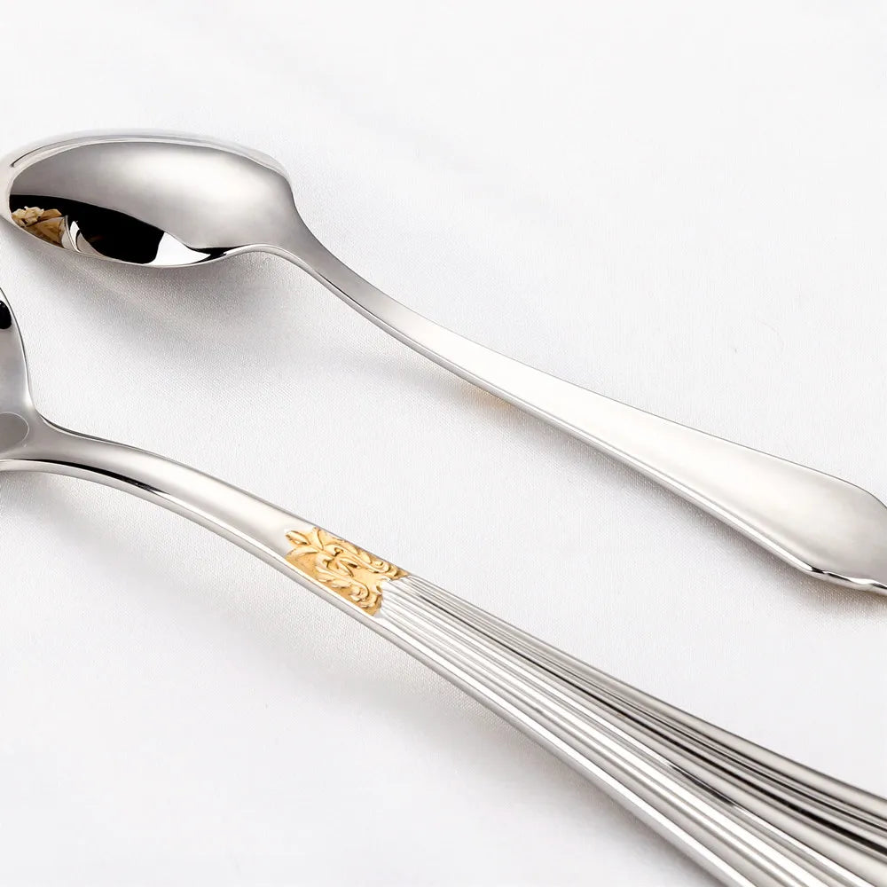 PCS Luxury Gold Plated Flatware Set Dishwasher Safe